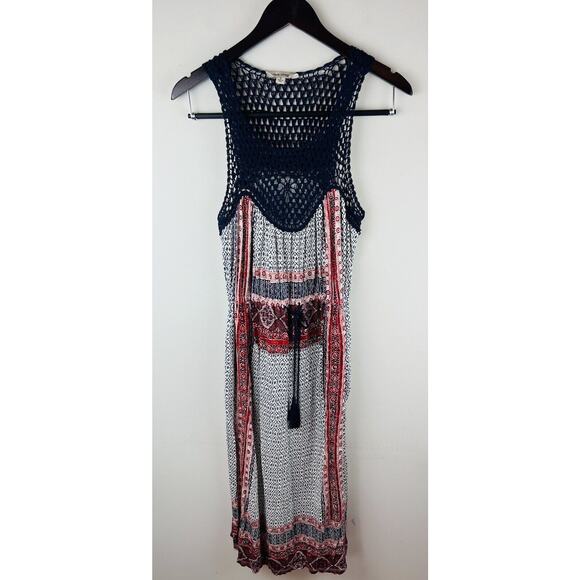 Lucky Brand Dress Womens Small Boho Crochet Neck Halter Style Midi A Line Casual - Picture 1 of 10